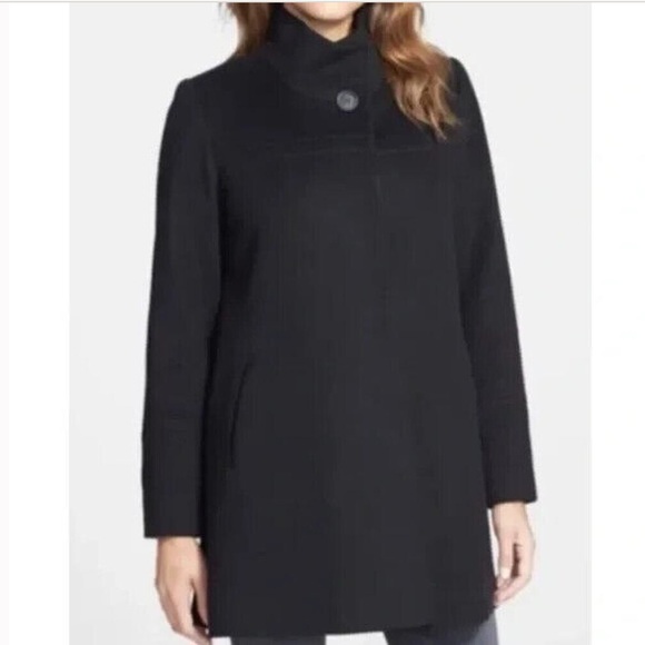 Fleurette Nordstrom Stand Collar Wool Car Coat Black